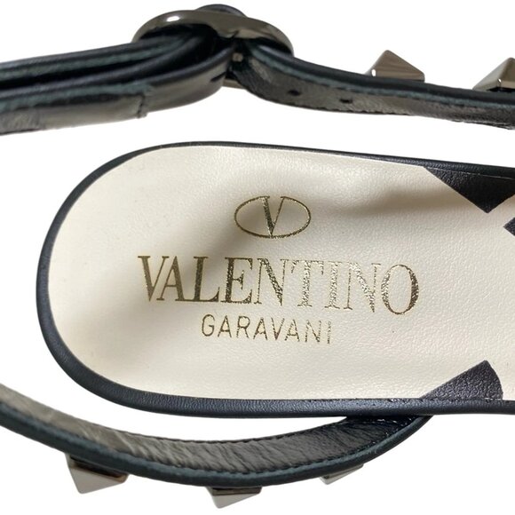 VALENTINOGARAVANI - Black Beige Canvas Leather Women's Sandals 216-080525 - Picture 5 of 6
